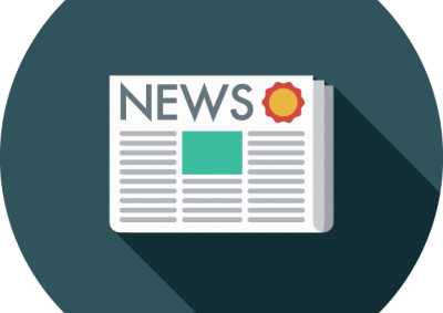 Cartoon illustration of a newspaper with sample text